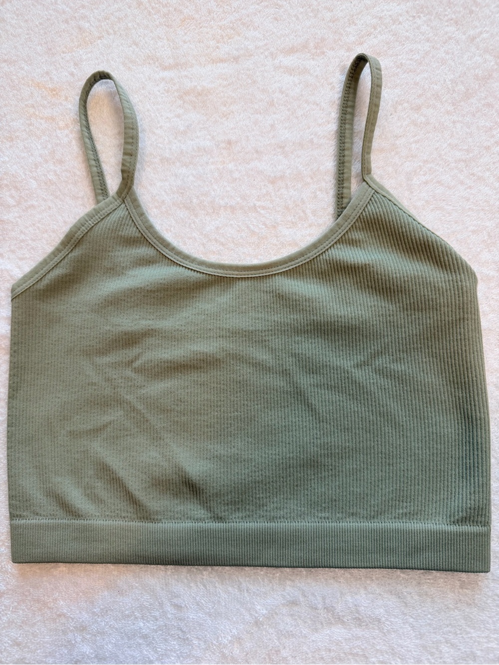 Madewell Olive Green Ribbed Scoop Bralette